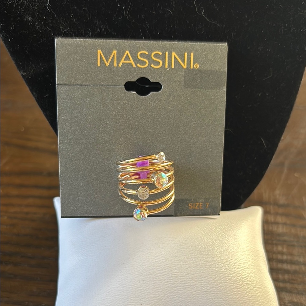 Massini Gold and Multicolor Women's Ring Set